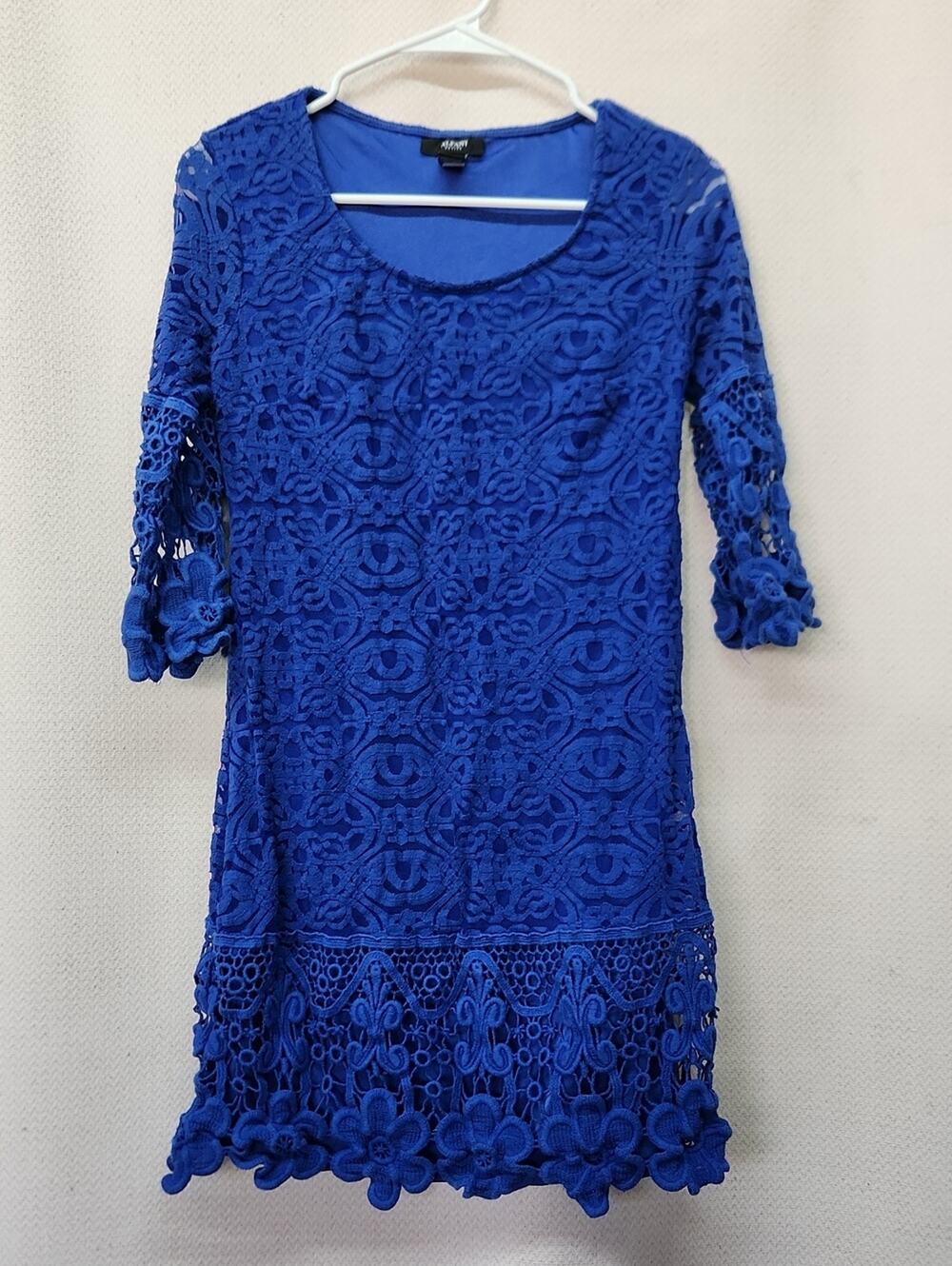 Alfani Royal Blue Crochet Lace Shift Dress